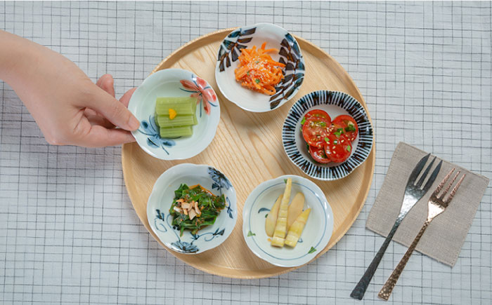 【波佐見焼】古染絵変り なぶり小付揃 小鉢 5点セット 【西海陶器】1 20602 [OA246]