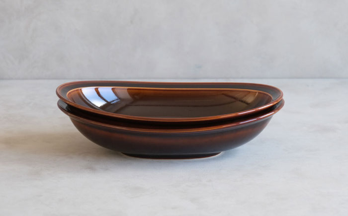 【波佐見焼】 リムオーバルボウル キャラメル 2点セット 【西海陶器】 [OA399]
