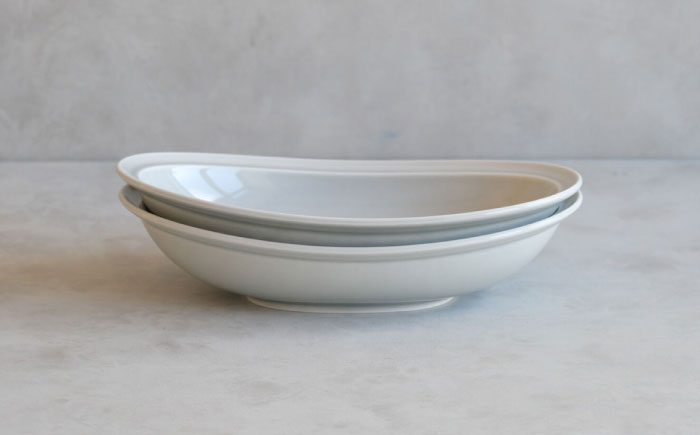 【波佐見焼】 リムオーバルボウル グレー 2点セット 【西海陶器】 [OA400]