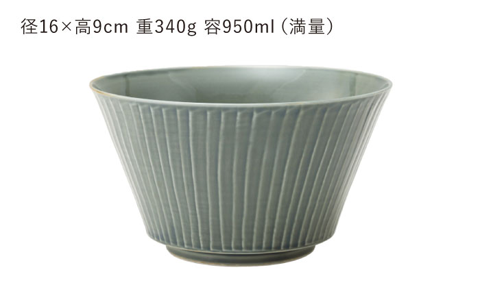 【波佐見焼】彫刻紋 藍墨 ボウル 大〈草林彫〉3点セット【西海陶器】 [OA526]