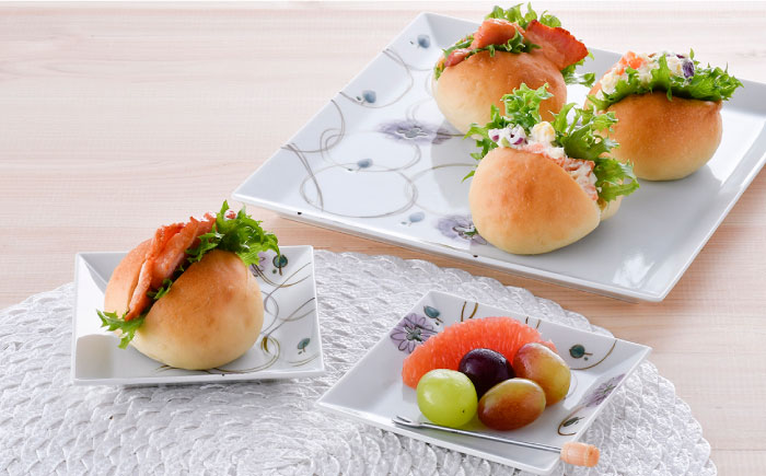 【波佐見焼】丸紋フラワー 角盛皿＆角銘々皿 角皿 3枚セット【陶豊】 [OE21]