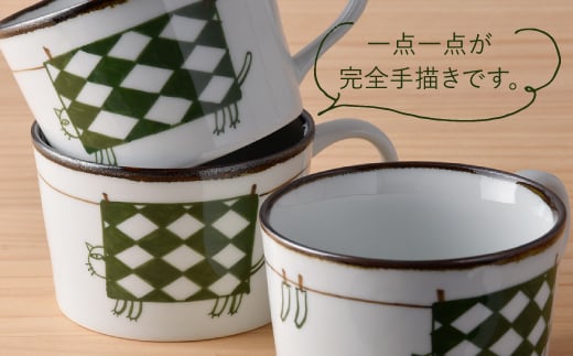【波佐見焼】39カップ 洗濯ネコ マグカップ スープカップ 4個セット【福田陶器店】 [PA180]