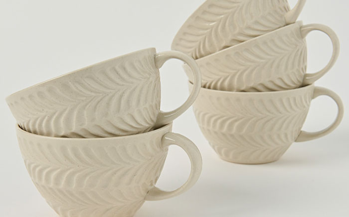 【波佐見焼】ローズマリー スープカップ アイボリー 5個セット【福田陶器店】 [PA223]