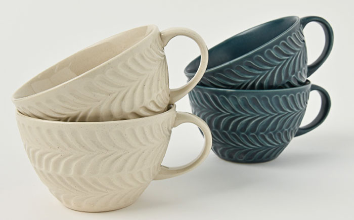 【波佐見焼】ローズマリー スープカップ デニム・アイボリー 4個セット【福田陶器店】 [PA225]