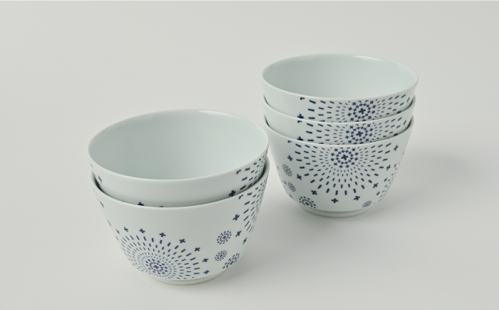 【波佐見焼】シュエット ミドル丼 どんぶり ハナビ 5個セット【福田陶器店】 [PA228]