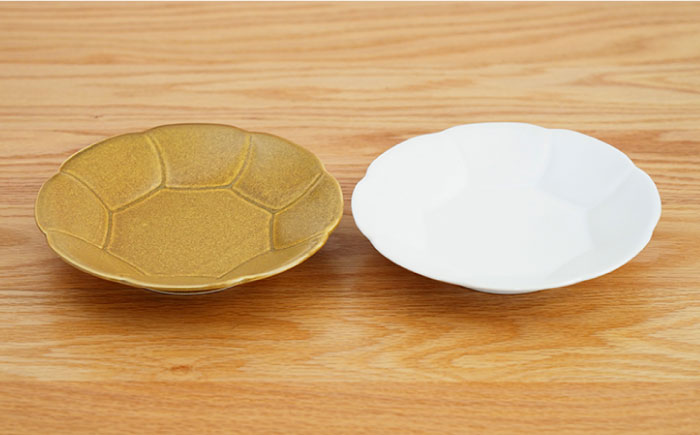 【波佐見焼】はなはな プレート 大 （ホワイト・ブラウン） ペアセット【団陶器】 [PB105]