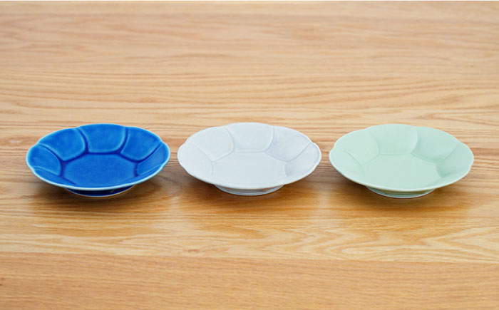 【波佐見焼】はなはな プレート 小 （ブルー・グレー・グリーン） 3点セット【団陶器】 [PB117]