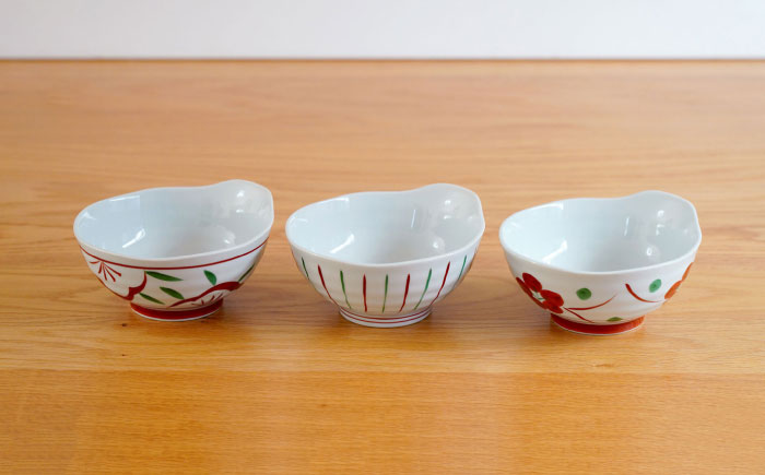 【波佐見焼】絵変り 小鉢 3点セット【団陶器】 [PB157]