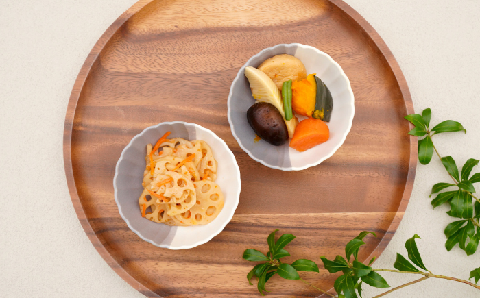 【波佐見焼】花しのぎ 丸小付 ペア ハーフカラー（グレー/白）【団陶器】 [PB187]