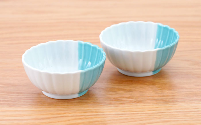 【波佐見焼】花しのぎ 丸小付 ハーフカラー ミント 2個セット【団陶器】 [PB200]