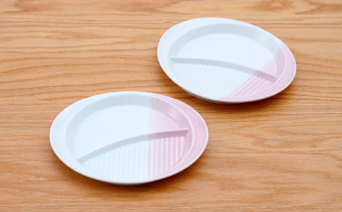 【波佐見焼】仕切り皿 ハーフカラー ピンク 2個セット【団陶器】 [PB210]