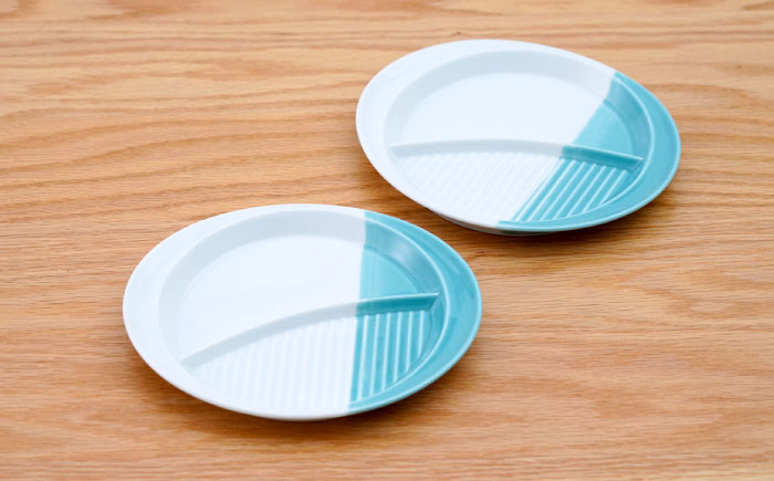 【波佐見焼】仕切り皿 ハーフカラー ミント　2個セット【団陶器】 [PB211]