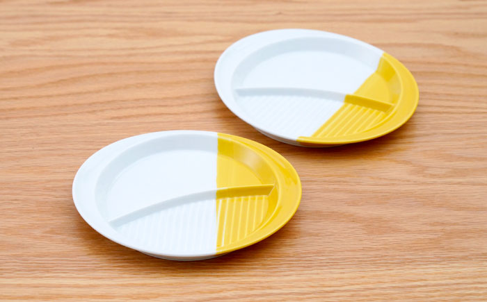 【波佐見焼】仕切り皿 ハーフカラー イエロー　2個セット【団陶器】 [PB212]