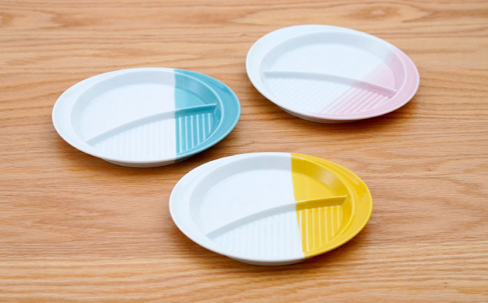 【波佐見焼】仕切り皿 ハーフカラー 3色セット【団陶器】 [PB213]