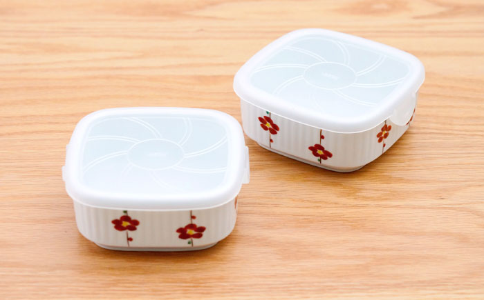 【波佐見焼】角パック 花木立 赤 2個セット【団陶器】 [PB217]