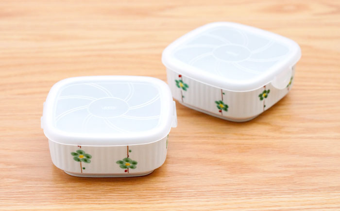 【波佐見焼】角パック 花木立 緑 2個セット【団陶器】 [PB218]