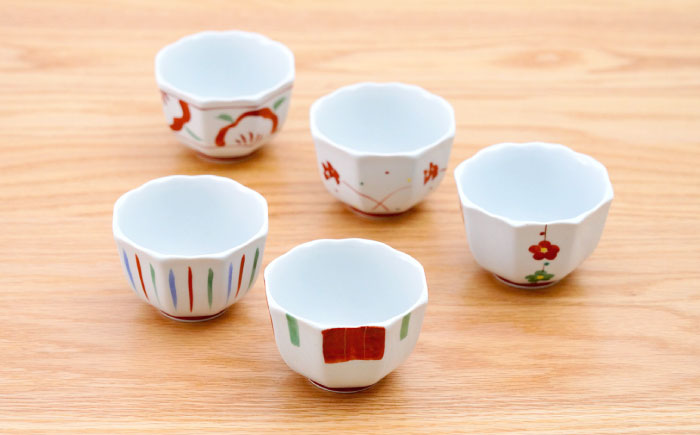 【波佐見焼】八角小付 錦絵変り 5柄セット【団陶器】 [PB228]