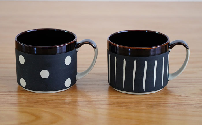 【波佐見焼】ドット・ライン マグカップ 2点セット【団陶器】 [PB67]