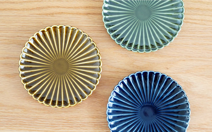 【波佐見焼】花しのぎ トリオ 取皿 プレート (織部・藍・鴬茶)【団陶器】 [PB77]