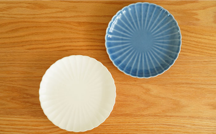 【波佐見焼】花しのぎ ペア 大皿 プレート (白鼠・薄青)【団陶器】 [PB80]