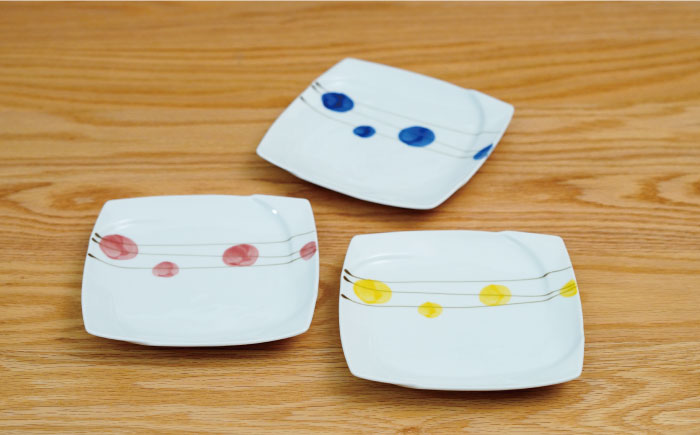 【波佐見焼】シャボンライン トリオ 角皿 小皿【団陶器】 [PB85]