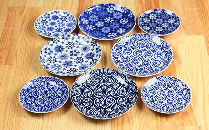 【波佐見焼】花シリーズ プレート S/M 2種8枚セット【山下陶苑】 [PC13]