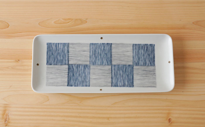 【波佐見焼】千段格子 長角皿 プレート 5枚セット【陶もと】 [PE15]