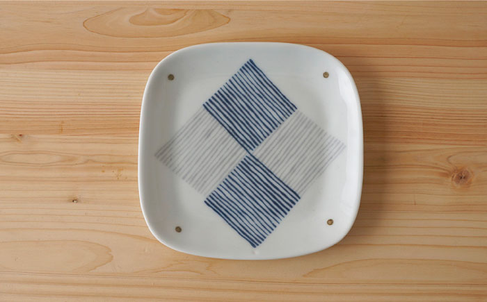 【波佐見焼】千段格子 フリートレイ (小) 角皿 小皿  5枚セット【陶もと】 [PE16]