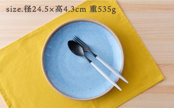 【波佐見焼】テラコッタ BLUE 24cm プレート ペアセット パスタ皿 皿 食器 丸皿 大皿【利左エ門窯】 [QB53]