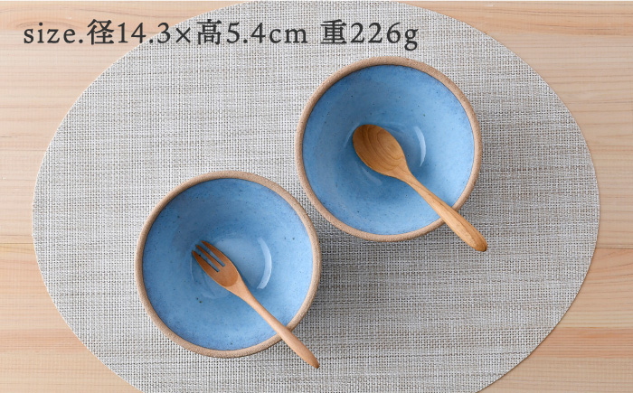 【波佐見焼】テラコッタ BLUE ボウル （S） ペアセット 皿 食器 小鉢【利左エ門窯】 [QB54]