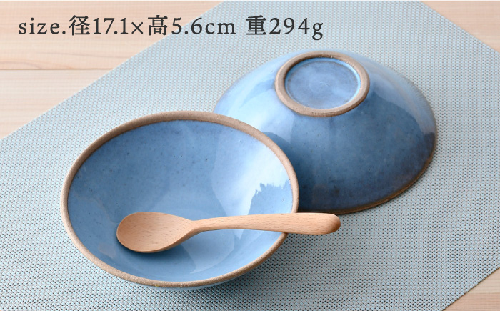 【波佐見焼】テラコッタ BLUE ボウル （M） ペアセット 皿 食器 丸皿 中鉢【利左エ門窯】 [QB55]