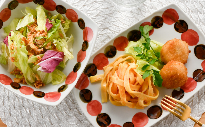 【波佐見焼】SABIドット Red 角鉢・長 角皿 セット ボウル プレート  食器 【トーエー】 [QC51]