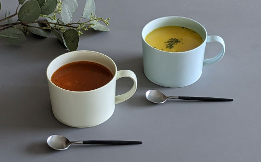 【波佐見焼】スープカップ マグカップ ペアセット ミントブルー・アイボリー【永峰製磁】【eiho】 [RA59]