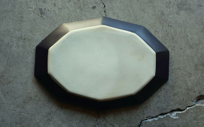 【波佐見焼】黒釉 10角 オーバル皿 2枚セット【吉田健宗】 [RB21]