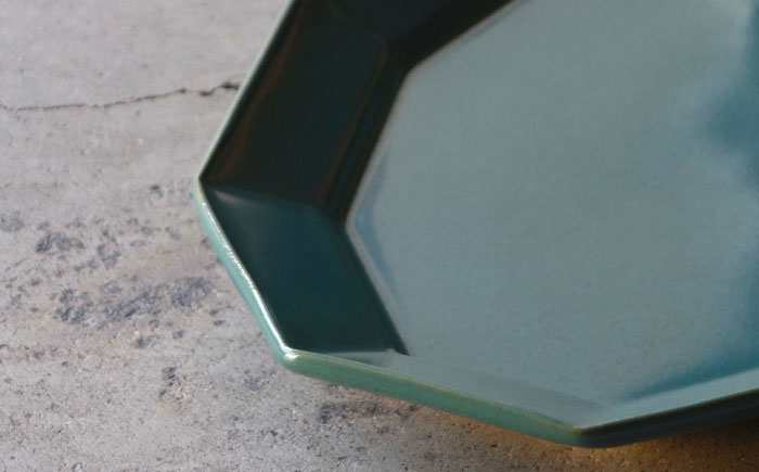 【波佐見焼】緑青釉 10角 オーバル皿 2枚セット【吉田健宗】 [RB23]