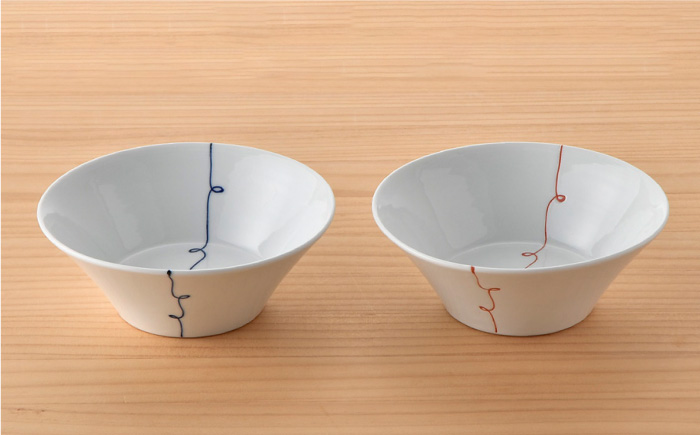 【波佐見焼】糸巻紋 高台 小鉢 ペア 小皿 食器 スープカップ 【舘山堂】 [RC27]