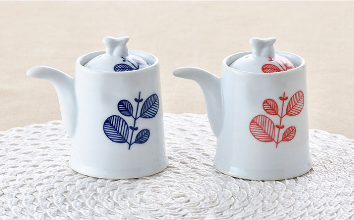 【波佐見焼】ミント 白 汁次 醤油差し ペアセット【舘山堂】 [RC36]