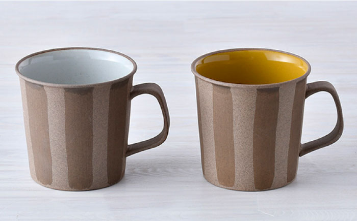 【波佐見焼】十草 白・黄 マグカップ ペアセット【舘山堂】 [RC40]