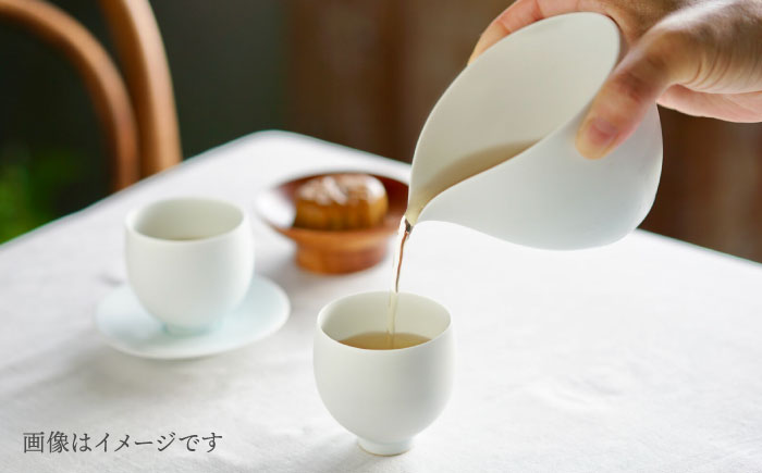 【波佐見焼】白磁片口とペア茶杯と茶托 5点セット【アトリエビスク】 [RD34]
