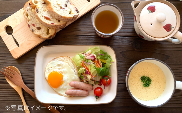 【波佐見焼 】スープ マグカップ ペアセット いちご柄（レッド・グリーン） スープカップ 【ROXY・HASAMI】 [SB137]