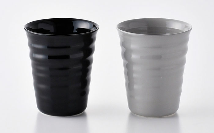 【波佐見焼】コップ （ブラック/ミルキーグレー）  タンブラー ペアセット 【ROXY・HASAMI】 [SB147]