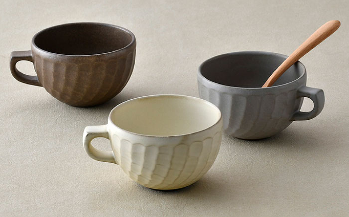 【波佐見焼】ねじり鎬 スープマグカップ マグカップ 3色セット【ROXY・HASAMI】 [SB155]