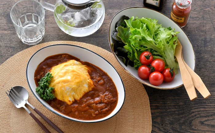 【波佐見焼】オーバル ボウル（渕錆ライン/渕青ライン）  カレー皿 パスタ皿 ペアセット【ROXY・HASAMI】 [SB160]