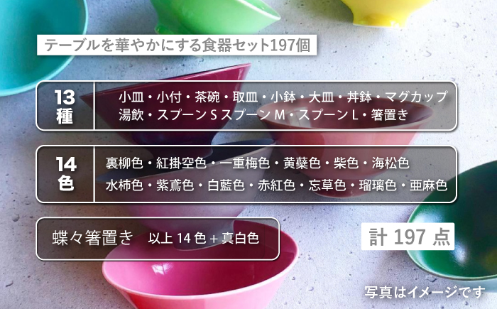 【波佐見焼】テーブルを華やかにする 食器セット 小皿・茶碗・小鉢・大皿・どんぶり・マグカップ 含む 計197個【DRESS】 [SD47]