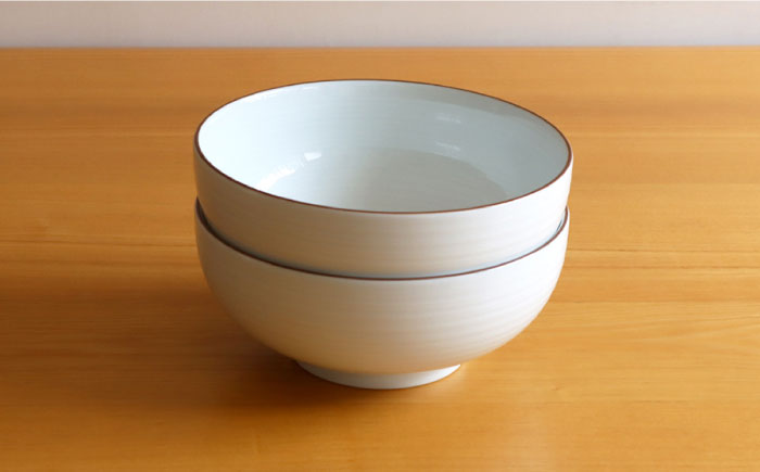 【白山陶器】【定番のシリーズ】白磁千段6寸浅めん丼 2ピースセット【波佐見焼】[TA110]