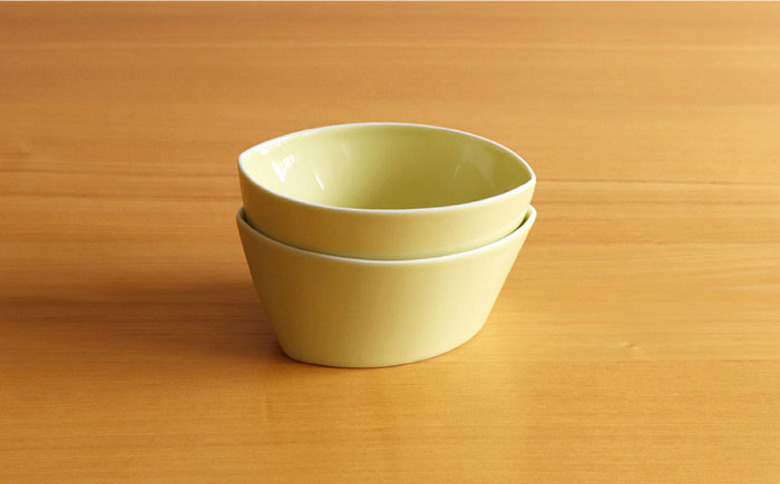 【白山陶器】【グッドデザイン賞受賞】リーヴズデザートカップ 小鉢 イエロー 2枚セット【波佐見焼】[TA121]