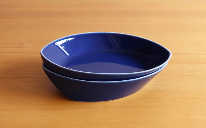 【白山陶器】【グッドデザイン賞受賞】リーヴズパスタ プレート 食器 カレー皿 ブルー 2枚セット【波佐見焼】[TA123]