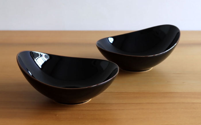 【白山陶器】【グッドデザイン賞受賞】CARVEボール（L） 天目 2枚セット [TA129]