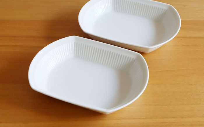 【白山陶器】【よしず彫】煮付鉢 白磁 2枚セット [TA143]