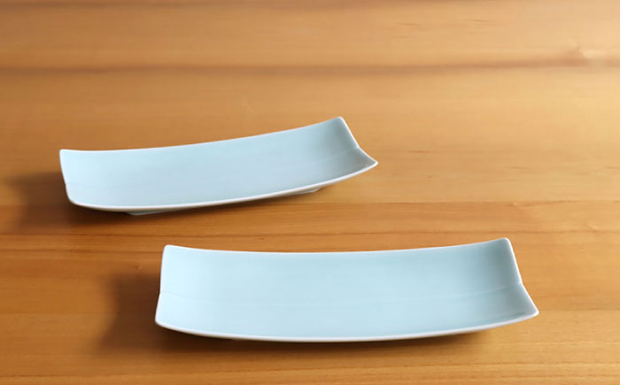 【白山陶器】【長方皿】長焼皿 青白釉 2枚セット [TA148]